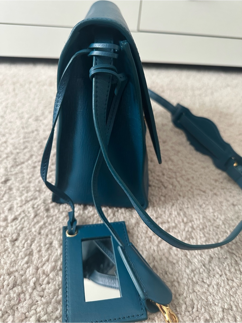 Balenciaga Teal Leather Satchel with Gold Hardware - Picture 6 of 7